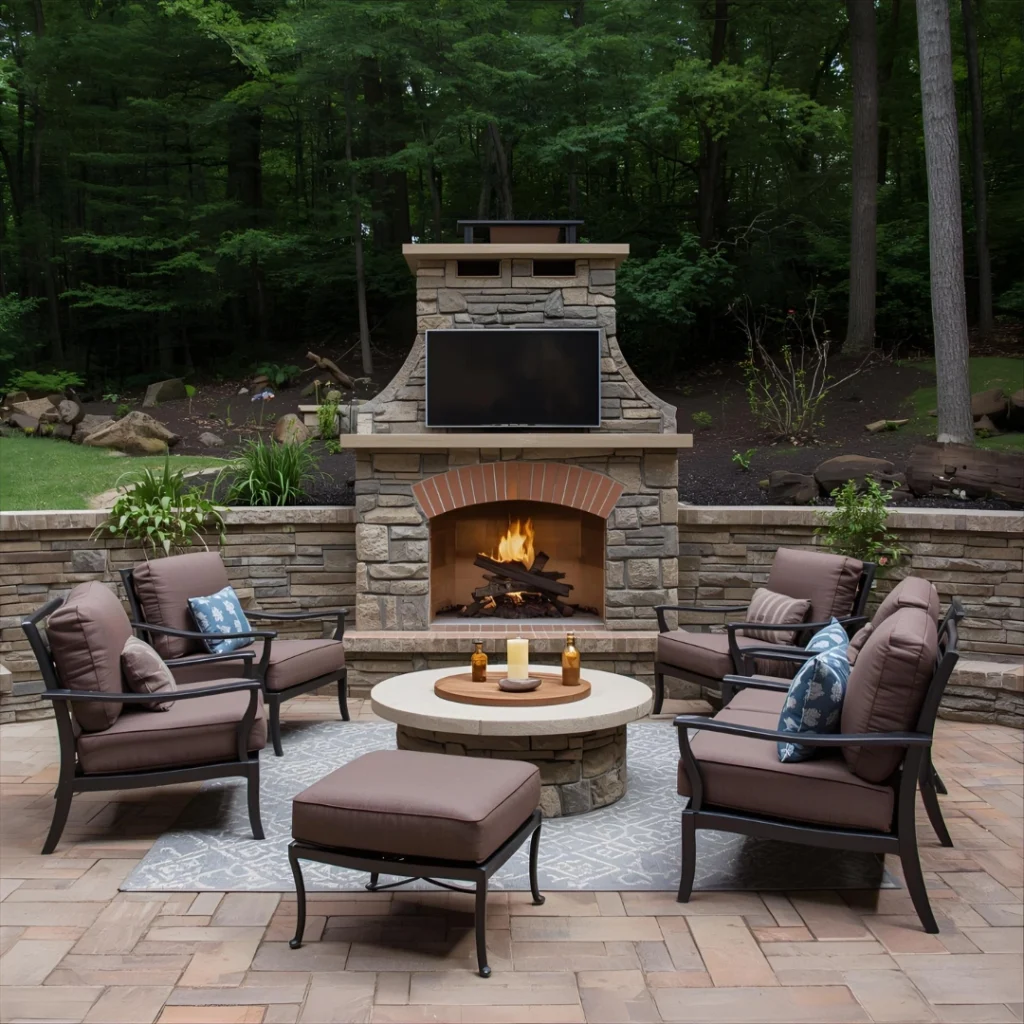 How About an Outdoor Fireplace for a Warm and Cozy Setting